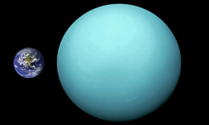 trai-dat-va-sao-thien-vuong Trái đất (trái) và sao Thiên Vương (phải) có thể là những hành tinh trẻ nhất.