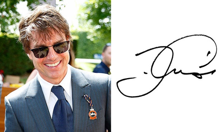 Tom Cruise với chữ ký đơn giản.