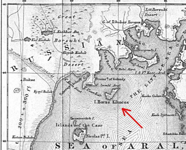 hon-dao-di-thuong-1 Bản đồ hòn đảo Barsa-Kelmes năm 1853