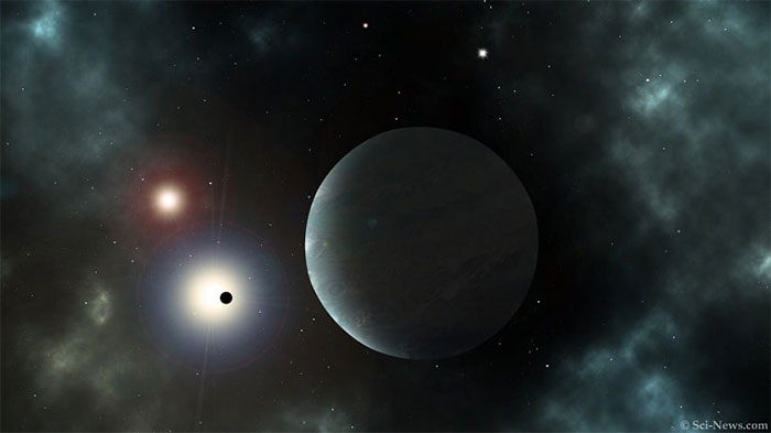 Ảnh đồ họa về Gliese 414, một hệ sao lùn đỏ được cho là chứa hành tinh có sự sống