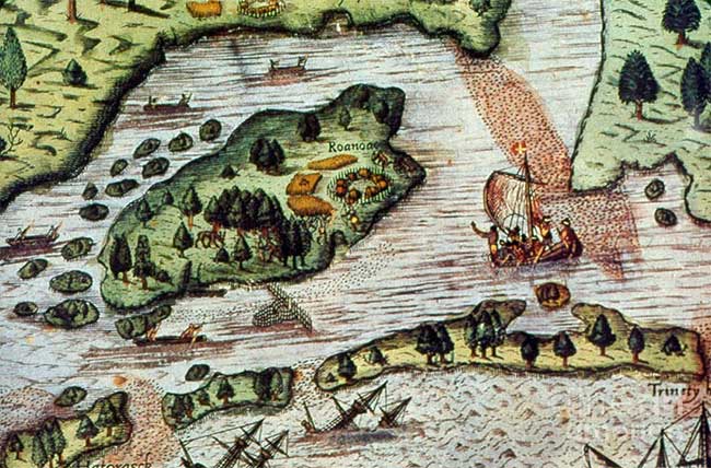thuoc-dia-roanoke-2 Hình vẽ mô tả vị trí của thuộc địa Roanoke.