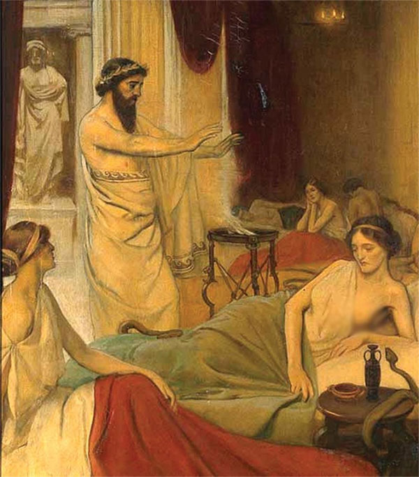 nguoi-benh-ngu-trong-den-tho-aesculapius Người bệnh ngủ trong đền thờ của Aesculapius hy vọng gặp thần trong giấc mơ.