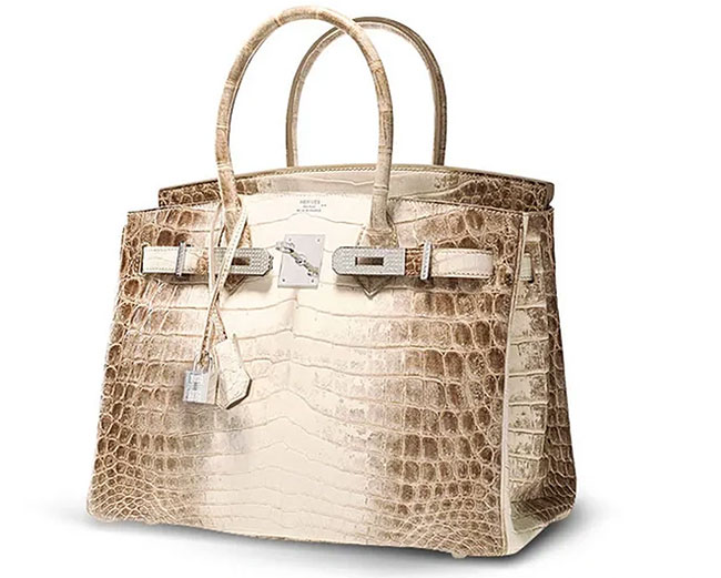Chiếc túi Hermès Himalayan crocodile Birkin được chế tác từ da cá sấu bạch tạng
